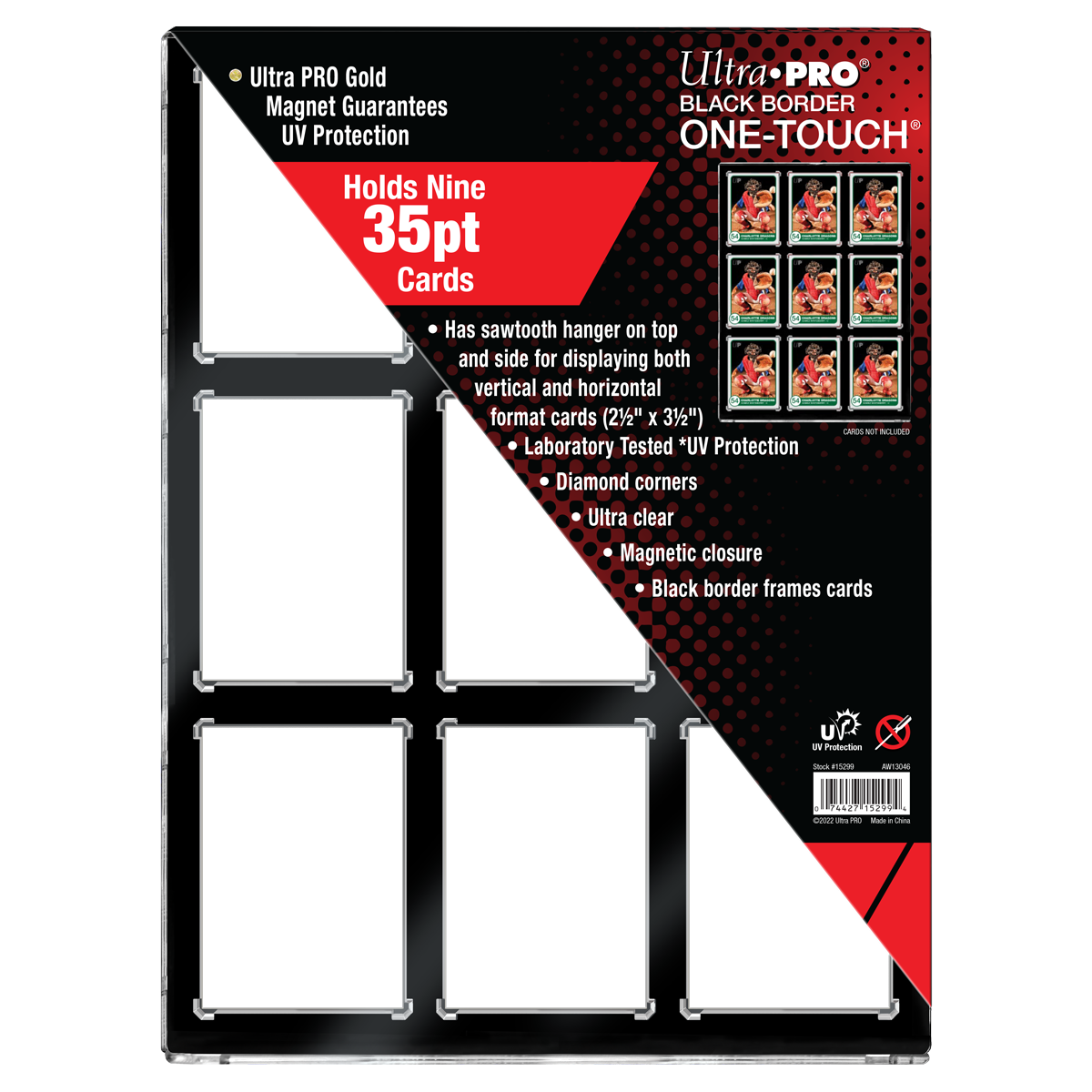 35PT 9-Card Black Border UV ONE-TOUCH® Magnetic Holder