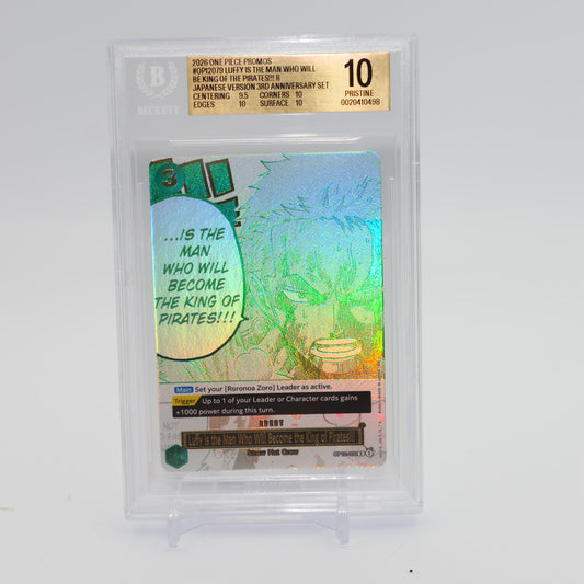BGS 10 Pristine - Luffy Is the Man Who Will Be King of the Pirates (Zoro) One Piece TCG